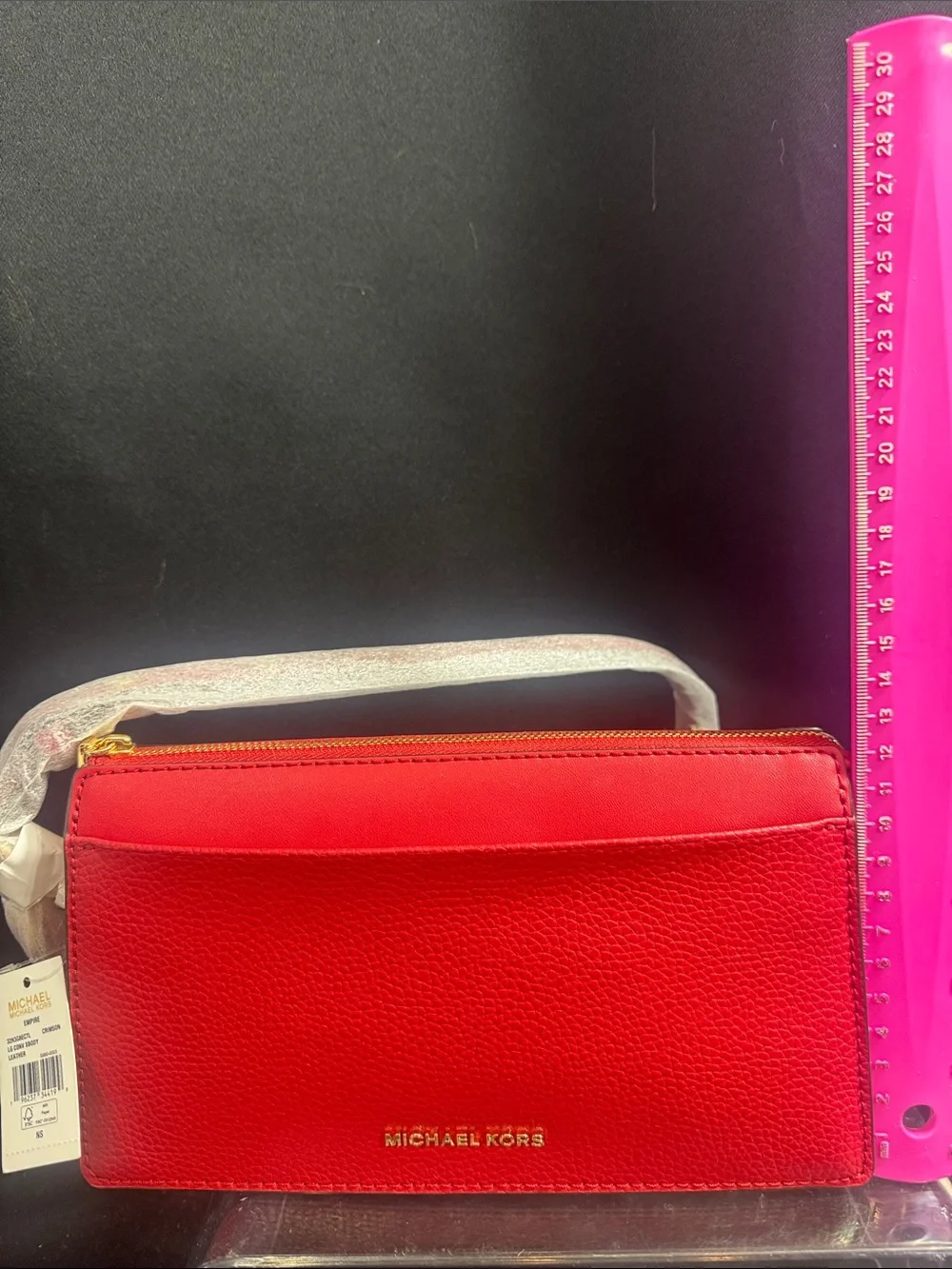 Michael Kors Red Leather Crossbody Wallet with Gold Hardware
